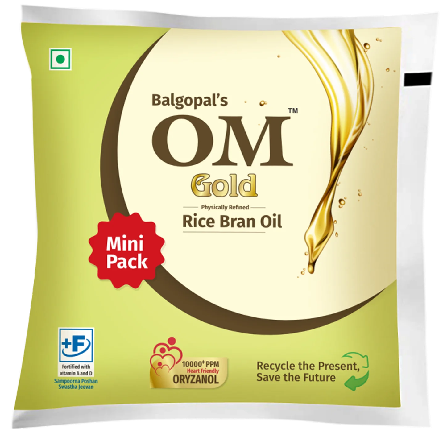 Om Gold Rice Bran Oil | 100 ml Pouch